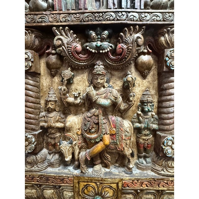 Grand 6ft Custom Architectural Hand-Carved Hardwood Temple Panels - Pair For Sale - Image 12 of 18