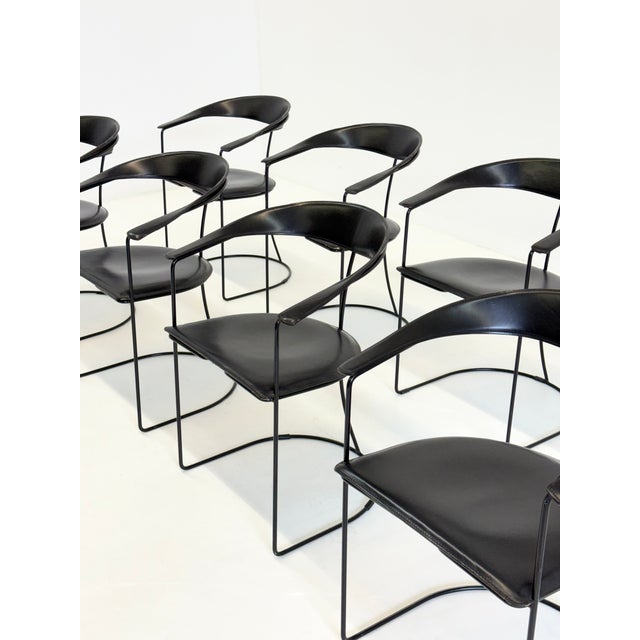 Vintage Ursala Dining Chairs in Black Leather from Arrben, Set of 8 For Sale - Image 10 of 18