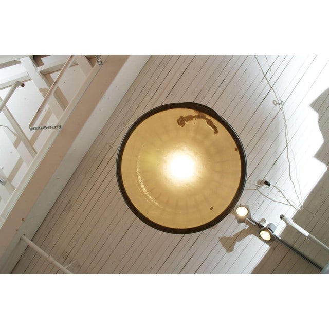 Metal Green Distressed Antique Industrial Hanging Lantern For Sale - Image 7 of 8