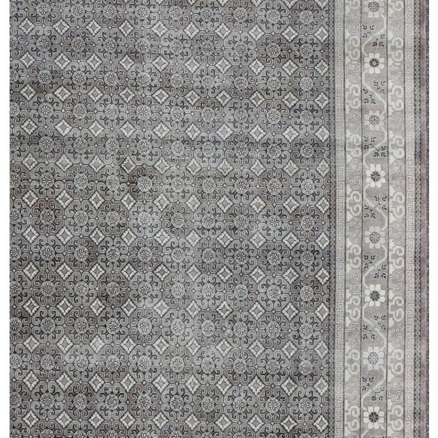 Finely Woven Khotan Design Rug with sub geometric all over design in Gray, taupe and Tan colors. Keivan Woven Arts, IN-...