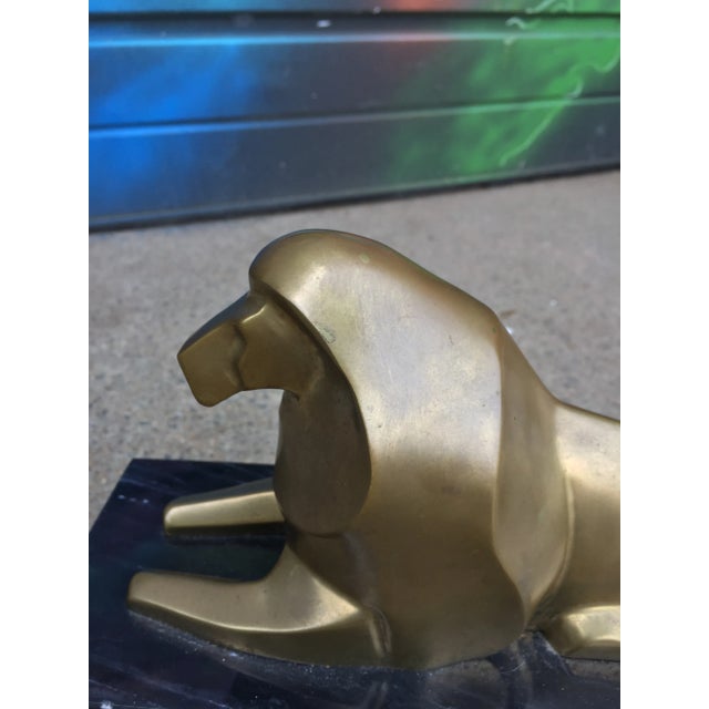 1960s Small Lion Statue - Brass on Marble Base For Sale - Image 5 of 7