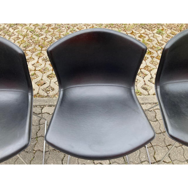 Model 420 Side Chair in Saddle Leather by Harry Bertoia for Knoll Inc. / Knoll International, 2017, Set of 6 For Sale - Image 14 of 18