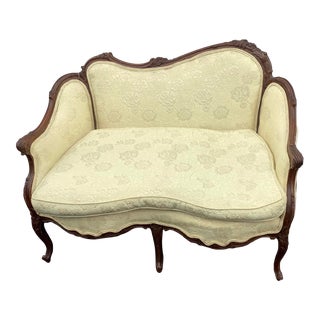 19th Century Hand Carved Walnut Settee For Sale
