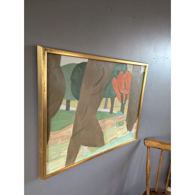 1977 Vintage 'Modernist Forest' Original Landscape Oil Painting by Swedish Artist Ture Fabiansson (1910-1994), Framed For Sale - Image 4 of 11