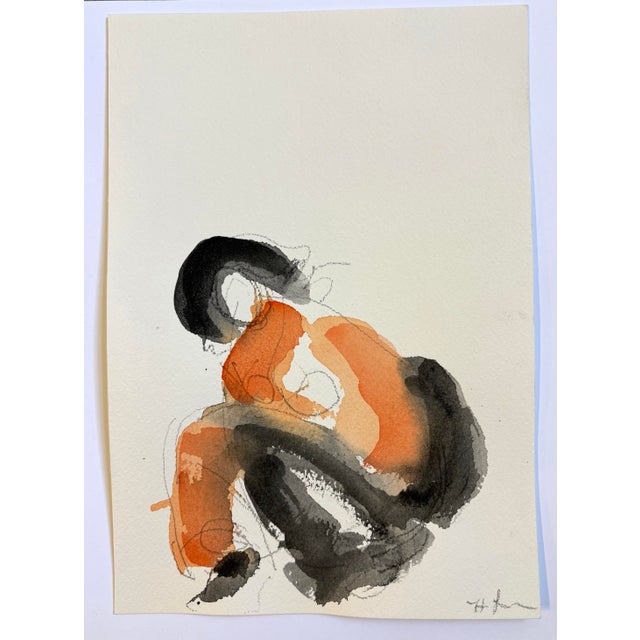 Drawing from the model - Gestural study of the beauty of a woman seated. Watercolor and pencil on paper. 7 x 10 inches