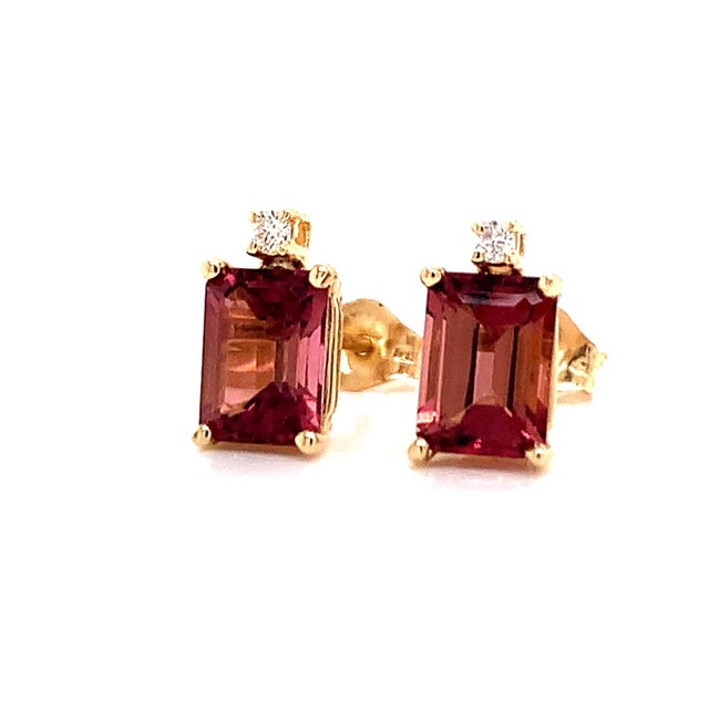 Traditional Natural Tourmaline Diamond Earrings 14k Gold 2.13 TCW Certified For Sale - Image 3 of 18