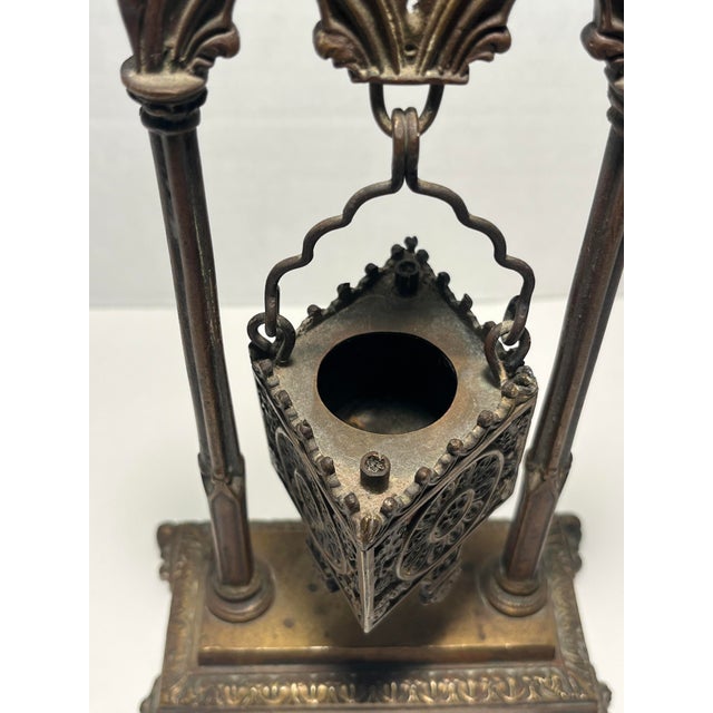 Gothic Antique Ornate Bronze Gothic Censer Religious Incense Burner For Sale - Image 3 of 8