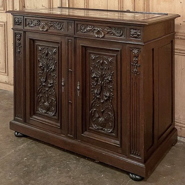 Late 19th Century 19th Century French Henri II Renaissance Revival Marble Top Buffet For Sale - Image 5 of 15