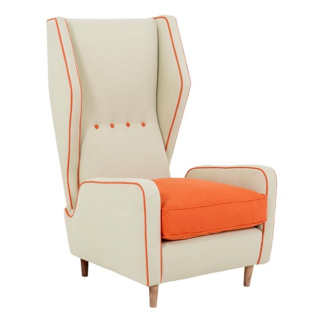 Wingback Lounge Chair attributed to Bega, Italy, 1950s For Sale