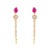 Contemporary Pear Cut Red Ruby & Diamond Chain Earrings in 14k Yellow Gold- A Pair For Sale - Image 4 of 13