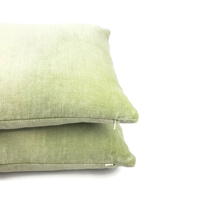 2020s Glant Textiles Symphony Velvet in Leaf Lumbar Pillow Cover - 12” X 20” Apple Green Textured Velvet Rectangle Cushion Case For Sale - Image 5 of 5