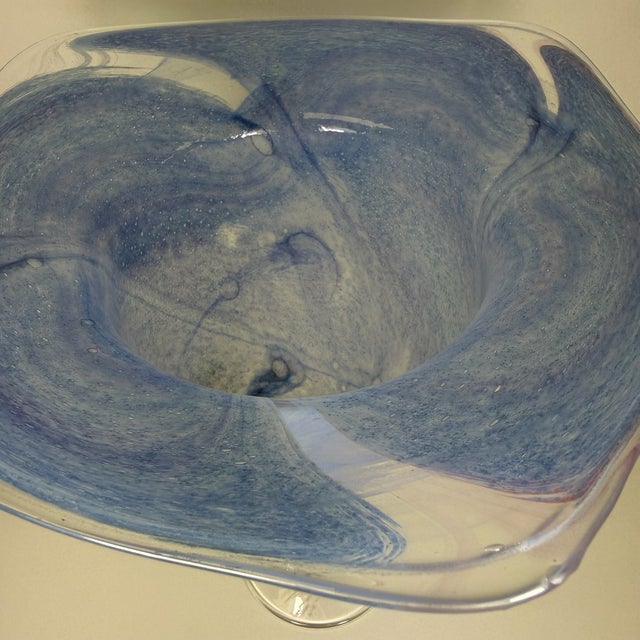 Blue Large Limited Edition Murano Glass Vase by Vito Seguso, 1987 For Sale - Image 8 of 13