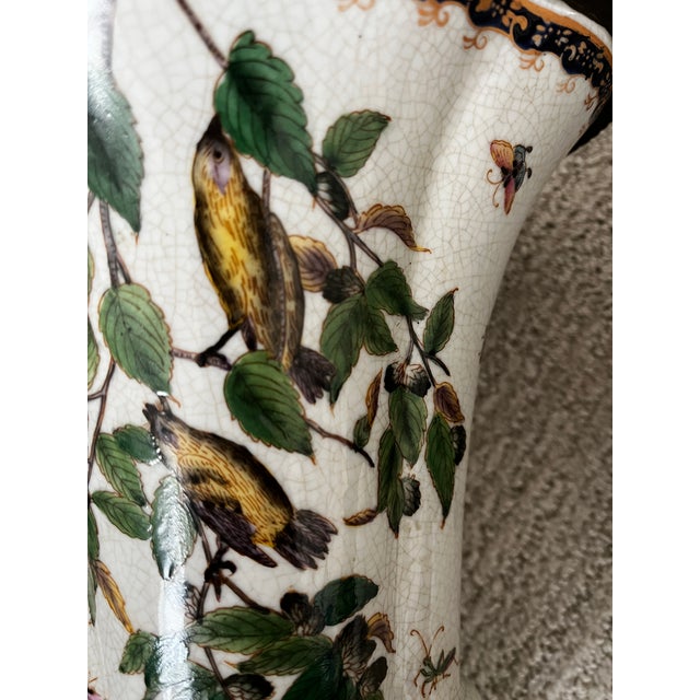 1990s Pair of Fine Porcelain and Bronze Vases With Bird and Insect Motiff For Sale - Image 5 of 9
