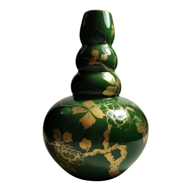 1940s Art Deco France Green Enameled Terracotta Vase For Sale