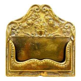 Vintage Italian Brass Business Card Holder – Hollywood Regency / Rococo Revival For Sale