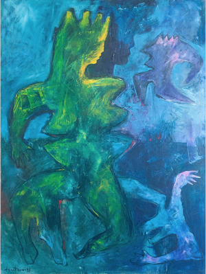 Follower of the Cobra Group, Abstract Figure Composition, 1990s, Oil on Panel