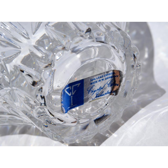 1960s West Germany Handmade Crystal Bride Princess Basket Etched 24% Lead Crystal Glass For Sale - Image 11 of 13