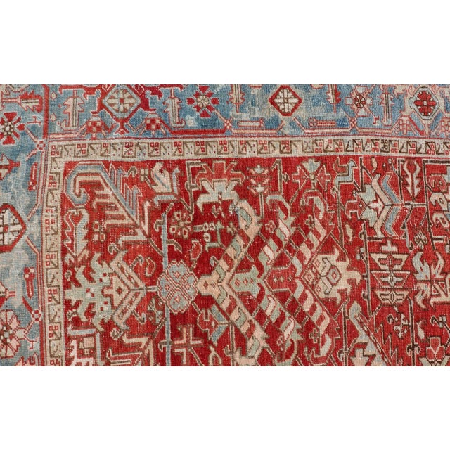Early 20th Century Antique Persian All-Over Heriz Rug With All-Over Geometric Design 7'6" X 11'0" For Sale - Image 9 of 13