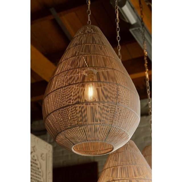 Luminous Metal Frame Tiered Laced Pendant Lantern For Sale - Image 4 of 15