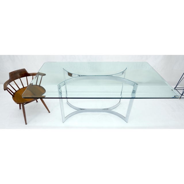 Mid Century c1970s Bent "C" Curve Chrome Ribbon Style Base Dining Table Bauhaus For Sale - Image 10 of 11