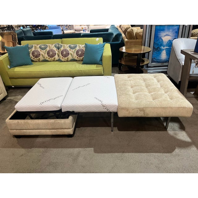 2010s Custom Made Omnia Leather "Dreamsations" Tufted Tweed Ottoman Sleeper For Sale - Image 5 of 8