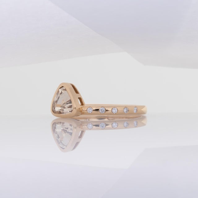 Metal 1Ct Yellow Sapphire Ring With Natural Diamond Accents: Solid 14k Gold, Size 6.75 For Sale - Image 7 of 9