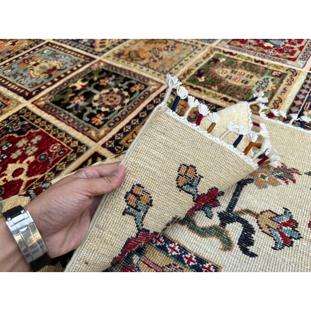 Hand-Knotted Afghan Bakhtiari Panel Garden Wool Area Rug - 8'1" X 11'5" For Sale - Image 16 of 16