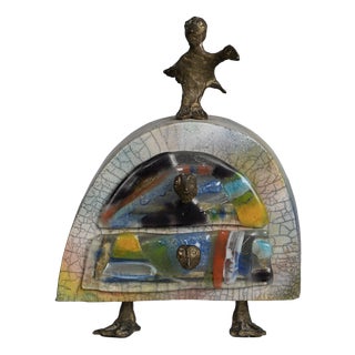 Handcrafted Sculptural Ceramic Jewelry Box, Europe, 1980s For Sale