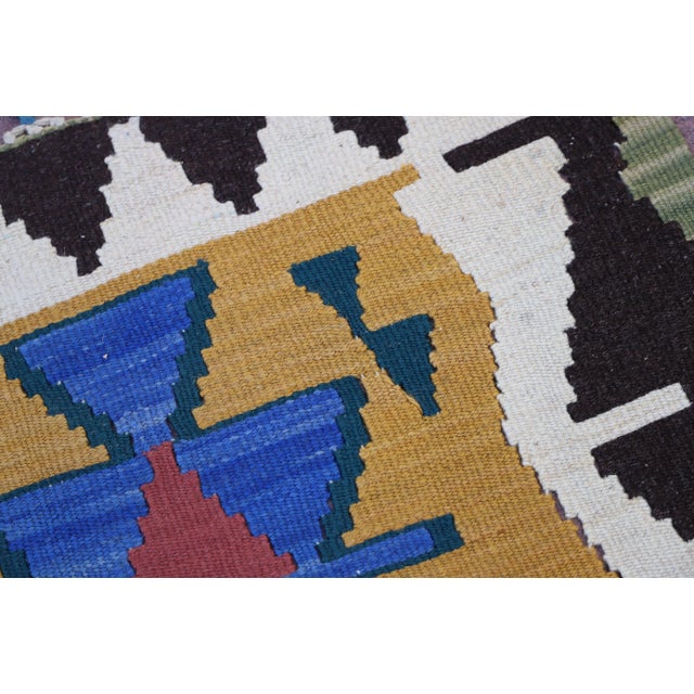 1970s 1970s Farmhouse Style Hand Knotted Geometric Design Accent Oushak Kilim Rug For Sale - Image 5 of 10