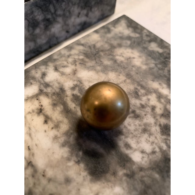 Mid Century Gray Marble Box Gold Mounts For Sale - Image 10 of 12