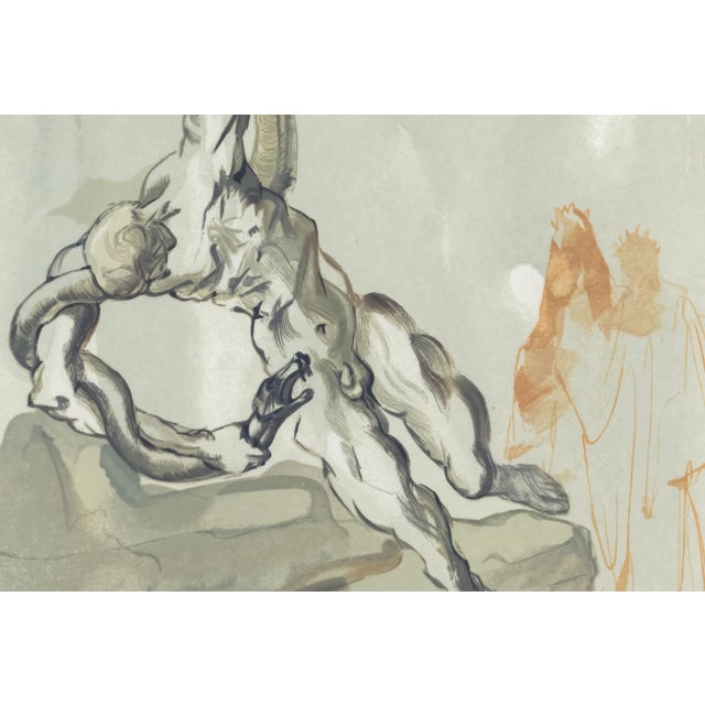 Abstract 1963 Dalí Divine Comedy Engraving Enfer Chant 25 "La Punition De Vanni Fucci" (The Punishment of Vanni Fucci) For Sale - Image 3 of 8