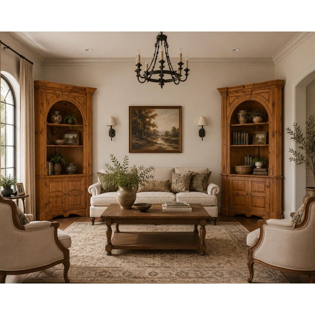Harden Scrubbed Pine Shell Carved Corner Cabinets - A Pair For Sale - Image 12 of 12