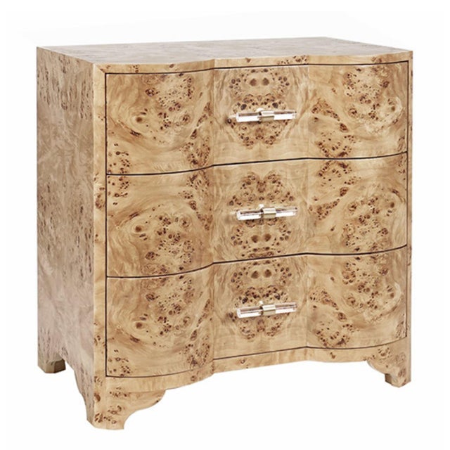Our stunning Calvin three drawer side table is a modern heirloom in the making! Distinctive, serpentine profile is dressed...