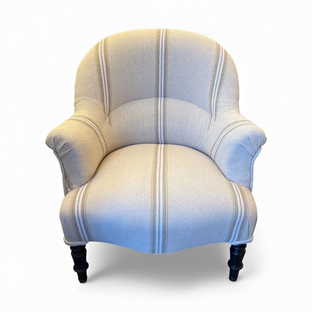 Small dressing-room chairs of 19th-century French origin in the Napoleon III style. Upholstered in rustic cream-colored...