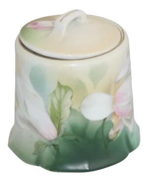Antique Rs Germany Porcelain Hand Crafted Bell Shape Floral Biscuit Jar