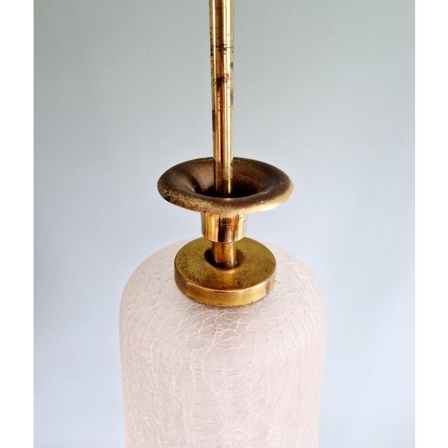 Mid-Century Pendant Lights in Brass and Clear Crackled Glass, 1950s, Set of 2 For Sale - Image 9 of 16