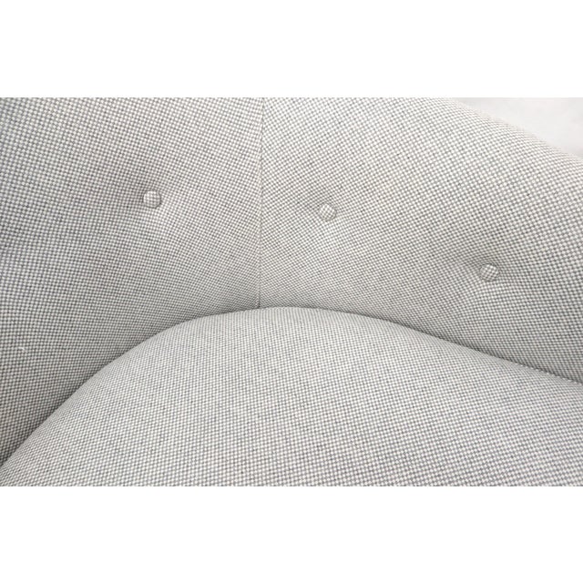 New Basket Weave Wool Flax Blend Upholstery Barrel Back Lounge Chairs For Sale - Image 14 of 14