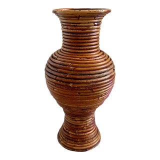 Mid 20th Century Hand Crafted Split Pencil Reed Vase or Accent Piece For Sale