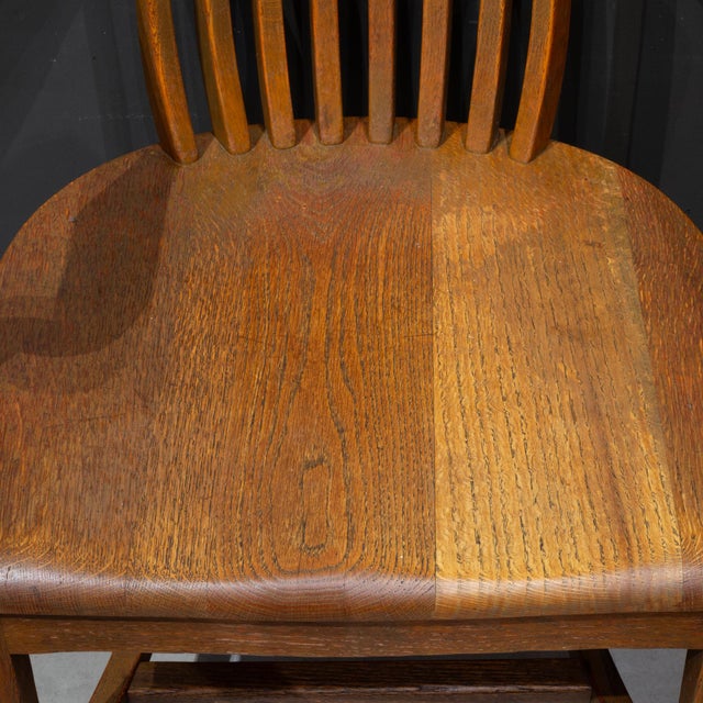 Antique Solid Quarter-Sawn Oak Banker's Chairs c.1934 For Sale - Image 17 of 18