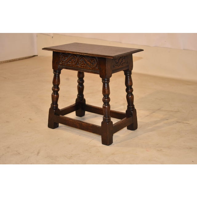 19th Century 19th Century English Carved Oak Joint Stool For Sale - Image 5 of 7