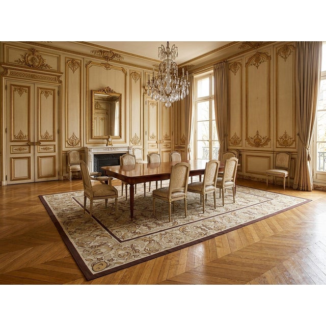 9x12 Vintage Aubusson Flat Weave Wool Rug, Beige Renaissance Scroll For Sale - Image 10 of 11