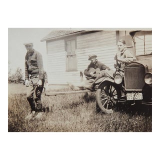 Early 20th Century Snapshot Photograph Silly Guys Guitars and Cars For Sale