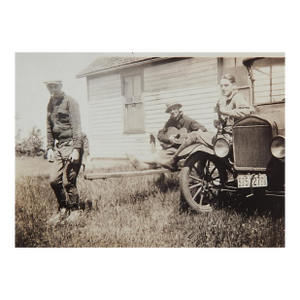 Early 20th Century Snapshot Photograph Silly Guys Guitars and Cars