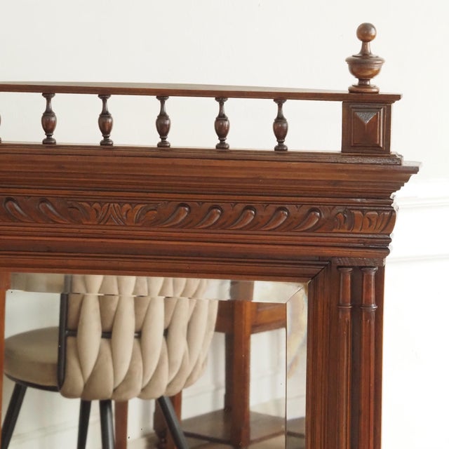 Brown Large Neo-Renaissance Wall Mirror in Walnut, 1890 For Sale - Image 8 of 10