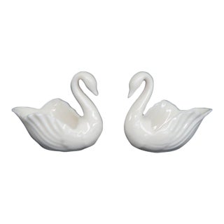 Lenox Porcelain Swans Pair of 2 Figurines Miniature Trinket or Ring Dish 5205b For Sale