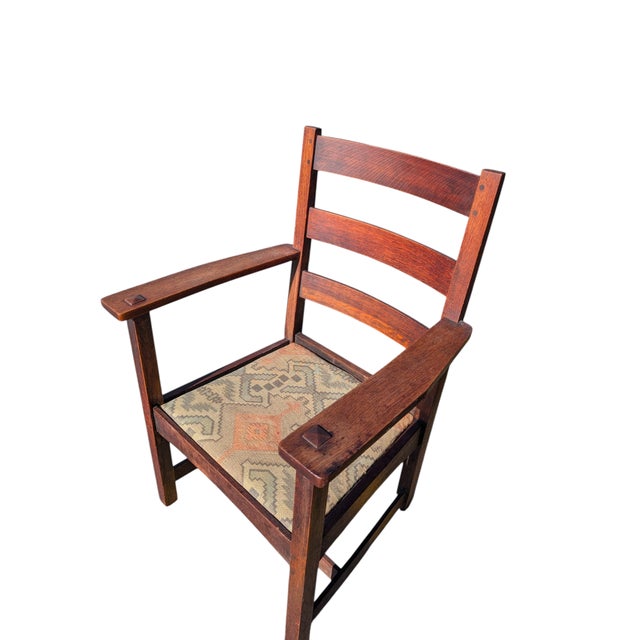 Charles Stickley Oak Armchair Circa 1909 For Sale - Image 11 of 18