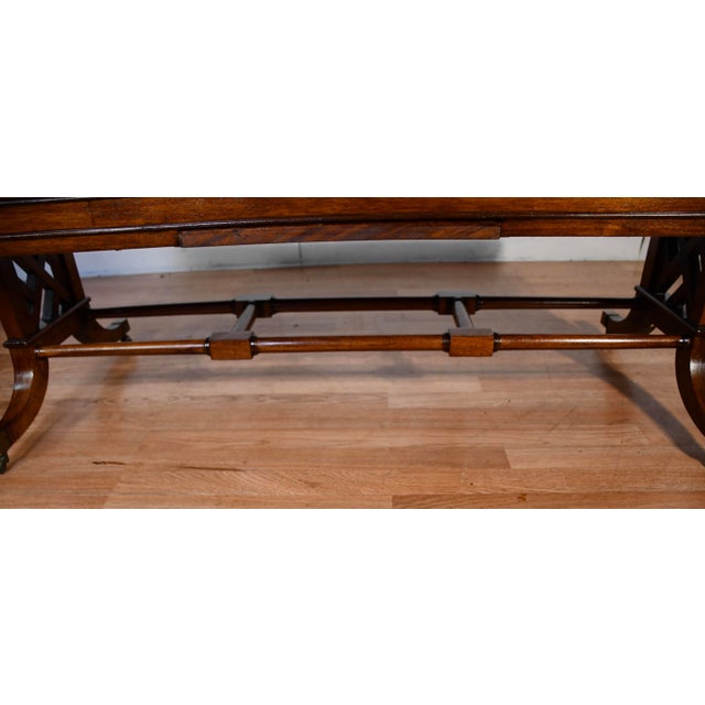 1930 English Regency Mahogany Banded Satinwood Coffee Table With Extending Leaf For Sale - Image 14 of 18