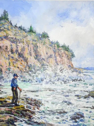 Coastal Cliffs Landscape Painting by Simon Michael