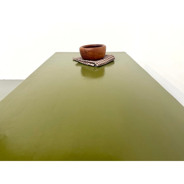 Olive Green Lacquered Dining Table from DLG Georges Robert, 1970 For Sale - Image 10 of 18
