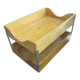 Antique Two-Tier Oak Office Mail Organizer For Sale